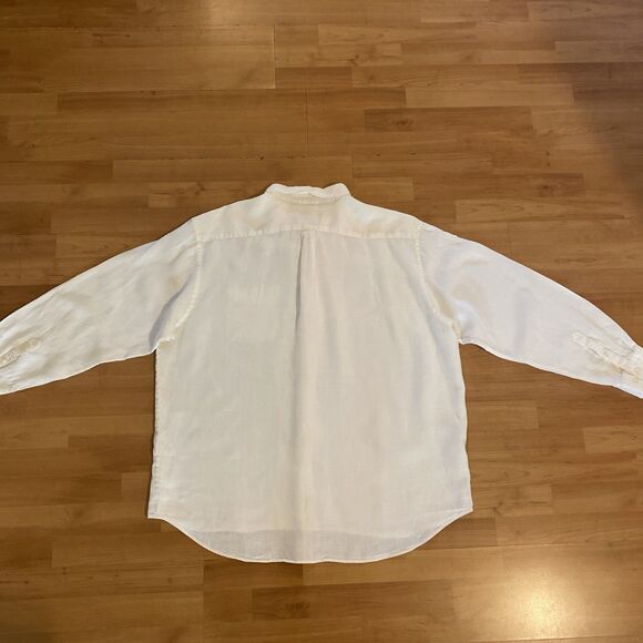 Eddie Bauer 100% Linen‎ Men's XXL /2XL Button Down Long Sleeve Shirt Ivory Beige - Picture 8 of 9
